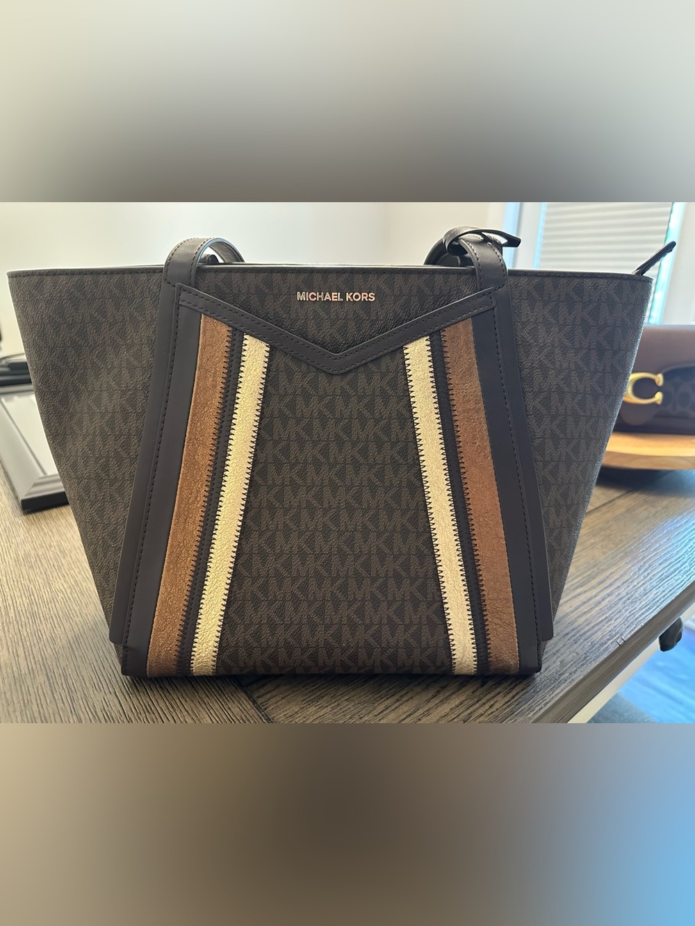Michael Kors Dark Brown Signature Tote Shoulder Bag